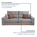 Ver imagem 5 de Sofá Retrátil e Reclínavel 3 Lugares Pés em Madeira Maciça 250cm Zara Yescasa
