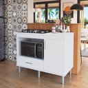 Ver imagem 1 de Kit Bancada Ilha para Cozinha + Balcão para Cooktop 1,05m 5 Bocas Turim Branco