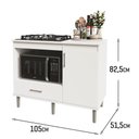 Ver mais imagens de Kit Bancada Ilha para Cozinha + Balcão para Cooktop 1,05m 5 Bocas Turim Branco