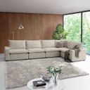 Ver imagem 1 de Sofá de Canto Modular Hug 6 Lugares 363x193cm em Linho CabeCasa MadeiraOriginals