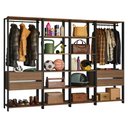 Ver imagem 3 de Armário Estante Multiuso Organizador 4 Gavetas 258cm Rustic/preto Madesa