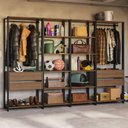 Ver imagem 1 de Armário Estante Multiuso Organizador 4 Gavetas 258cm Rustic/preto Madesa