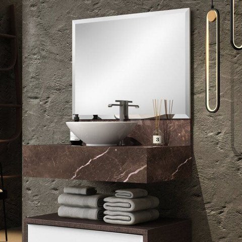 Bancada em Porcelanato para Banheiro 80cm Max para Cuba de Apoio Marrom/Trufa Yescasa