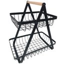 Ver imagem 1 de Fruteira Cesto Organizador Duplo Aramado Fruta Legumes Cozinha Mesa Bancada Multiuso Escritorio Arma