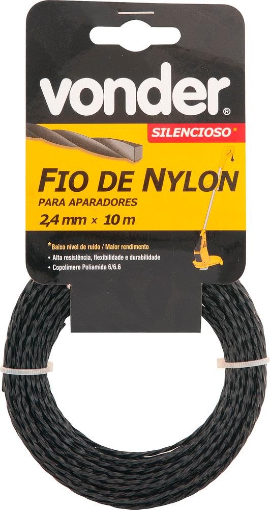 Fio De Nylon 2,4mmx10m Silencioso Para Roçadeiras E Aparador