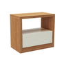Mesa de Cabeceira Design Moderno com Gaveta Offwhite/freijó 100% Mdf 67x58x37cm - 1