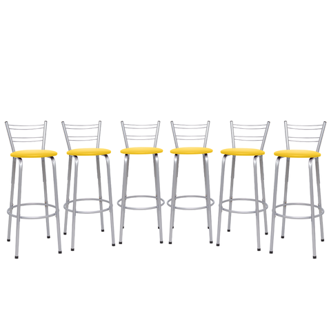 Kit 6 Banquetas para Balcão Flórida Prata Bistrô Ilhas Cozinha Gourmet Bares