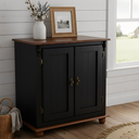Ver imagem 1 de Armário Balcão Farmhouse de Madeira 2 Portas com Pés Torneados - Preto Laca com Tampo e Base Imbuia