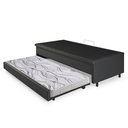 Ver mais imagens de Bicama Box com Baú Solteiro Courino Linho Preto 88x188 com Colchão Auxiliar Ecoflex