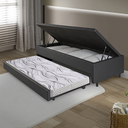 Ver imagem 3 de Bicama Box com Baú Solteiro Courino Linho Preto 88x188 com Colchão Auxiliar Ecoflex