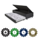 Ver imagem 5 de Bicama Box com Baú Solteiro Courino Linho Preto 88x188 com Colchão Auxiliar Ecoflex