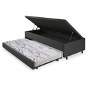 Ver imagem 1 de Bicama Box com Baú Solteiro Courino Linho Preto 88x188 com Colchão Auxiliar Ecoflex