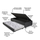 Ver imagem 4 de Bicama Box com Baú Solteiro Courino Linho Preto 88x188 com Colchão Auxiliar Ecoflex