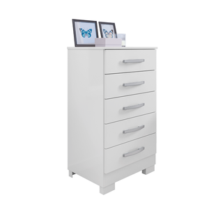 Cômoda Quarto 5 Gavetas com Corrediças Telescópicas Branco