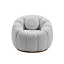 Ver imagem 7 de Kit Poltrona Decorativa Concha c/Almofada e Puff Boucle Cinza Claro Abobora - Montanaris Decor