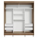Ver mais imagens de Guarda-roupa Casal com Pés 3 Portas de Correr com Espelhos Rustic Reno Madesa Rustic
