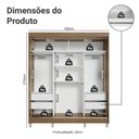 Ver imagem 3 de Guarda-roupa Casal com Pés 3 Portas de Correr com Espelhos Rustic Reno Madesa Rustic