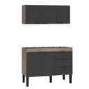 Ver imagem 1 de Cozinha Completa Gabinete e Armário Aéreo Flamingo 150 Cozimax Preto/Tamarindo
