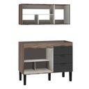 Ver imagem 2 de Cozinha Completa Gabinete e Armário Aéreo Flamingo 150 Cozimax Preto/Tamarindo