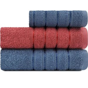 Jogo De Toalhas 3 peças Banho + Rosto 100% Algodão Barra Aveludada Monari Appel