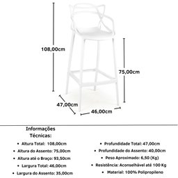 Banqueta Alta Allegra Design Cozinha/Bancada - 6