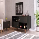 Ver imagem 1 de Buffet Aparador 2 Portas 2 Nichos Play Preto/Garapa