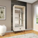 Ver imagem 1 de Estante Cristaleira 157 x 68cm Armário Porta Vidro Gaveta Pé Palito Sala Mdp Off White - Clicklar