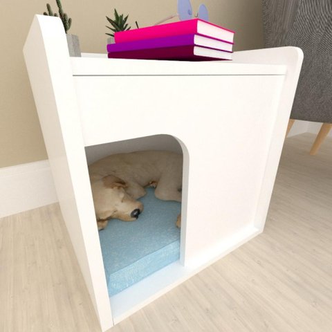 Mesa de Cabeceira Cama Pet Cães 45x45x40 Branco