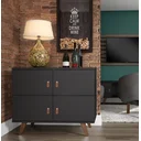 Ver imagem 1 de Buffet Aparador 95cm 4 Portas Play Preto/Garapa