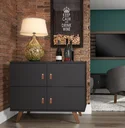 Ver imagem 1 de Buffet Aparador 95cm 4 Portas Play Preto/Garapa
