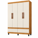Ver imagem 5 de Guarda Roupa Solteiro Romeu 4 Portas 2 Gavetas 120cm com Cabideiro Mel /Pérola - Rede Móveis