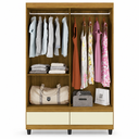 Ver imagem 4 de Guarda Roupa Solteiro Romeu 4 Portas 2 Gavetas 120cm com Cabideiro Mel /Pérola - Rede Móveis