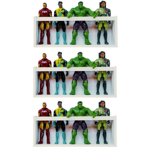 3 Nichos de Parede Porta Bonecos Infantis Estante de Brinquedos Mdf 55cm
