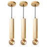 Kit 3 Luminárias Pendentes Cilindro Tubo de Madeira Maciça 1 Metro E27 Lustre Cor Natural Moderno - 2