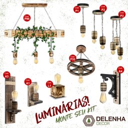 Kit 3 Luminárias Pendentes Cilindro Tubo de Madeira Maciça 1 Metro E27 Lustre Cor Natural Moderno - 8