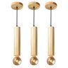 Kit 3 Luminárias Pendentes Cilindro Tubo de Madeira Maciça 1 Metro E27 Lustre Cor Natural Moderno - 1
