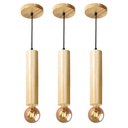 Ver imagem 1 de Kit 3 Luminárias Pendentes Cilindro Tubo de Madeira Maciça 1 Metro E27 Lustre Cor Natural Moderno