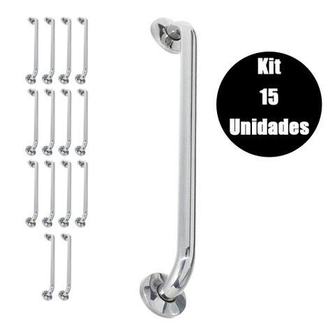 Alça de Apoio 40cm Kit 15 Unidades Barra Inox Deficiente Cadeirante Idoso Acessibilidade Banheiro