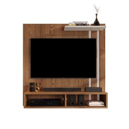 Painel de Tv Moderno 32" Sala Suspenso 2 Nichos 1 Prateleira:freijó/off White - 3
