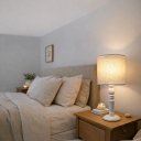 Ver imagem 4 de Luminária de Mesa Cúpula Dupla Linho Pérola Base Provençal