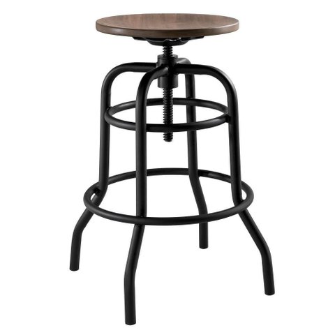Banqueta Industrial Pecorino Assento Imbuia com Base Preta 78 Cm (alt) - 44440