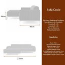 Ver imagem 2 de Sofá com Chaise Cocie 3 Lugares Fixo 230cm Caramelo Corino Estrutura Madeira Sofá Home