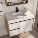 Ver imagem 3 de Conjunto para Banheiro Clarice 60 Cm com Lavatório e Espelheira - Fabribam Gabinetes