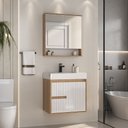 Ver imagem 1 de Conjunto para Banheiro Clarice 60 Cm com Lavatório e Espelheira - Fabribam Gabinetes