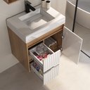 Ver imagem 2 de Conjunto para Banheiro Clarice 60 Cm com Lavatório e Espelheira - Fabribam Gabinetes