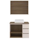 Ver imagem 3 de Conjunto Gabinete de Banheiro 80cm Vitória com Espelheira e Cuba Mel Arenas Mdp Faema