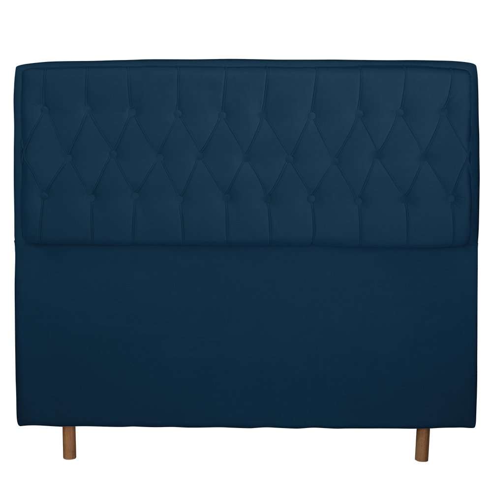 Cabeceira Cama Box Queen Jadi 160 Cm Suede Azul Marinho - MV Estofados Shop - 2