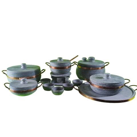 Jogo 12 Peças de Produtos em Pedra Sabão + Colher de Pau