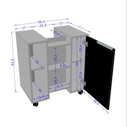 Gabinete de Coluna Para Banheiro Pequin Branco Nero B02 com Espelho Adnet 54 cm Preto - Lyam Decor - 7