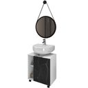 Ver imagem 1 de Gabinete de Coluna Para Banheiro Pequin Branco Nero B02 com Espelho Adnet 54 cm Preto - Lyam Decor